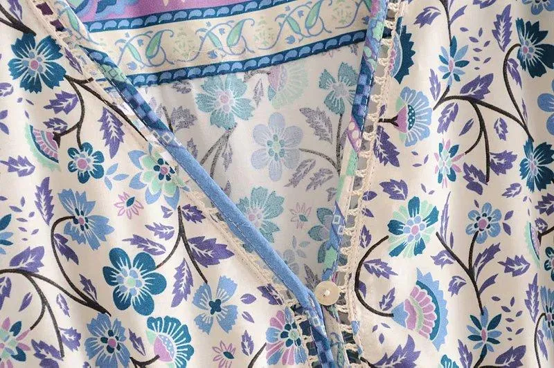 MULBERRY Boho Chic Floral Print Sleeveless Dress