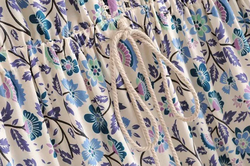 MULBERRY Boho Chic Floral Print Sleeveless Dress