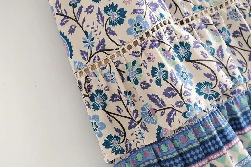 MULBERRY Boho Chic Floral Print Sleeveless Dress
