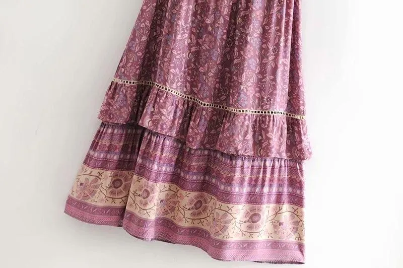MULBERRY Boho Chic Floral Print Sleeveless Dress