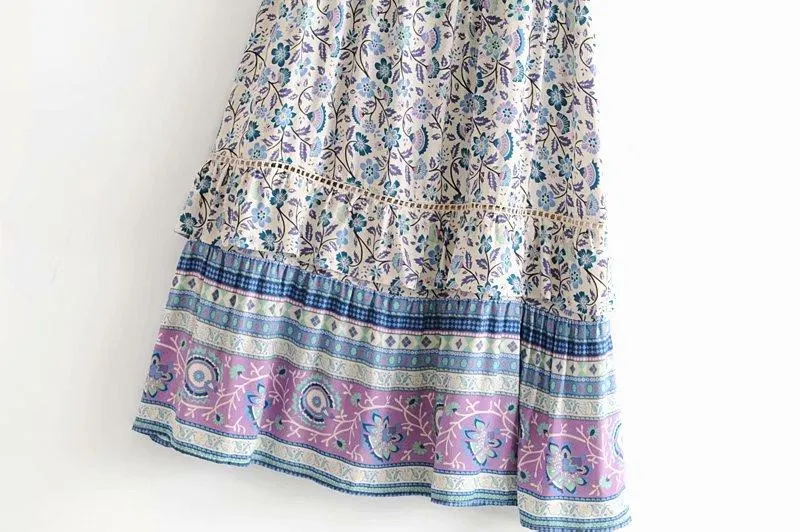MULBERRY Boho Chic Floral Print Sleeveless Dress