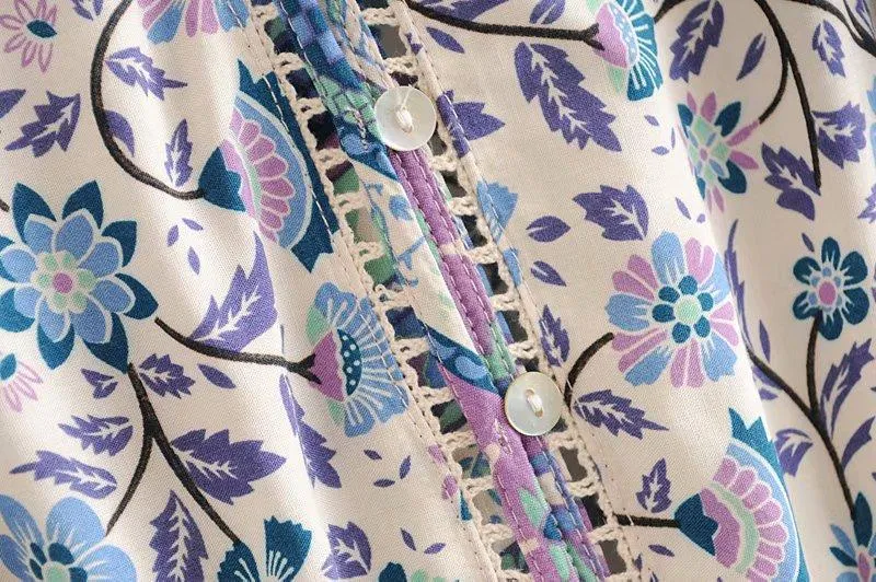 MULBERRY Boho Chic Floral Print Sleeveless Dress