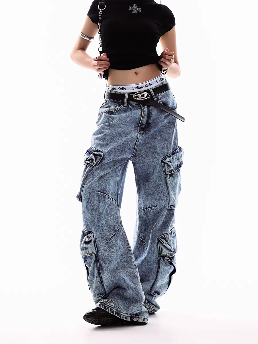 Multi-Pocket Deconstructed Cargo Jeans