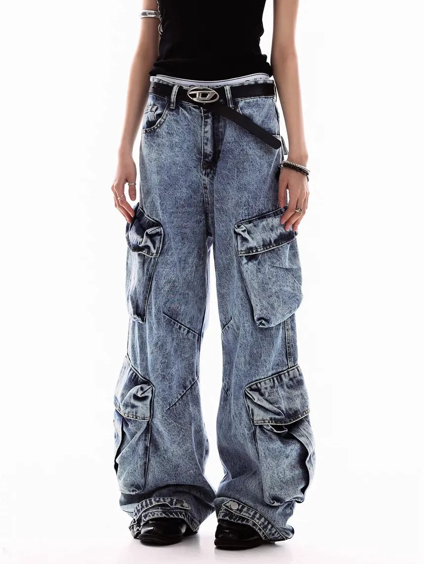 Multi-Pocket Deconstructed Cargo Jeans