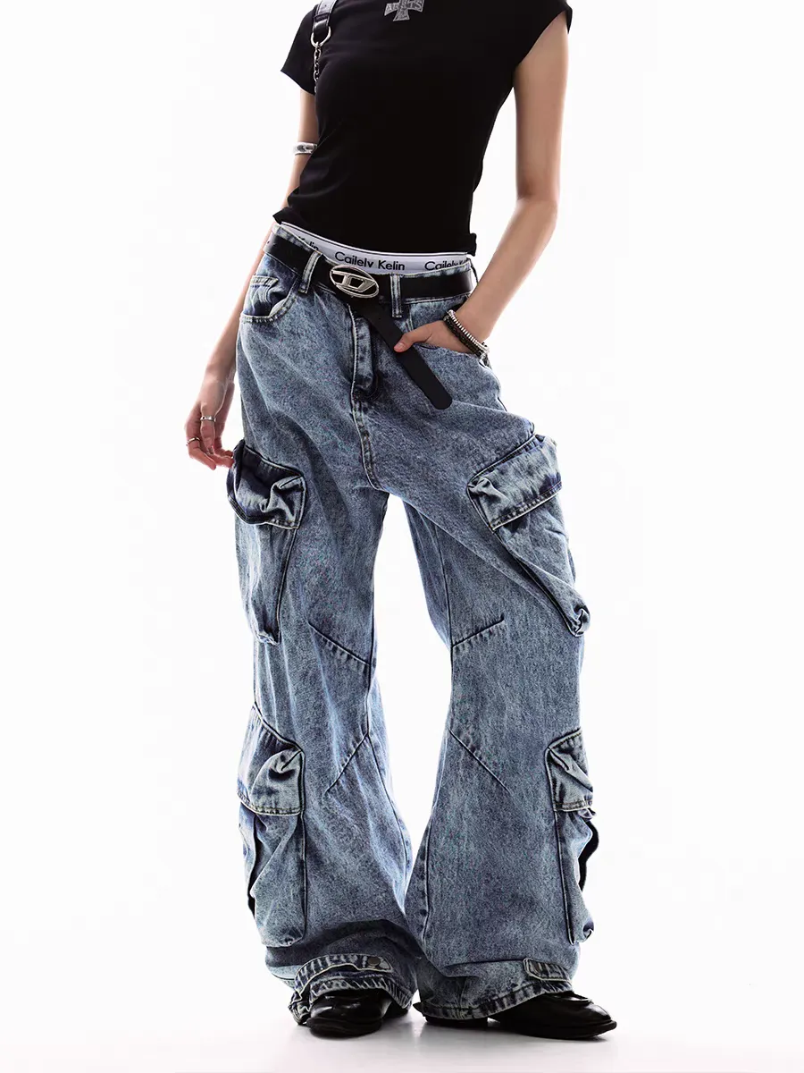 Multi-Pocket Deconstructed Cargo Jeans
