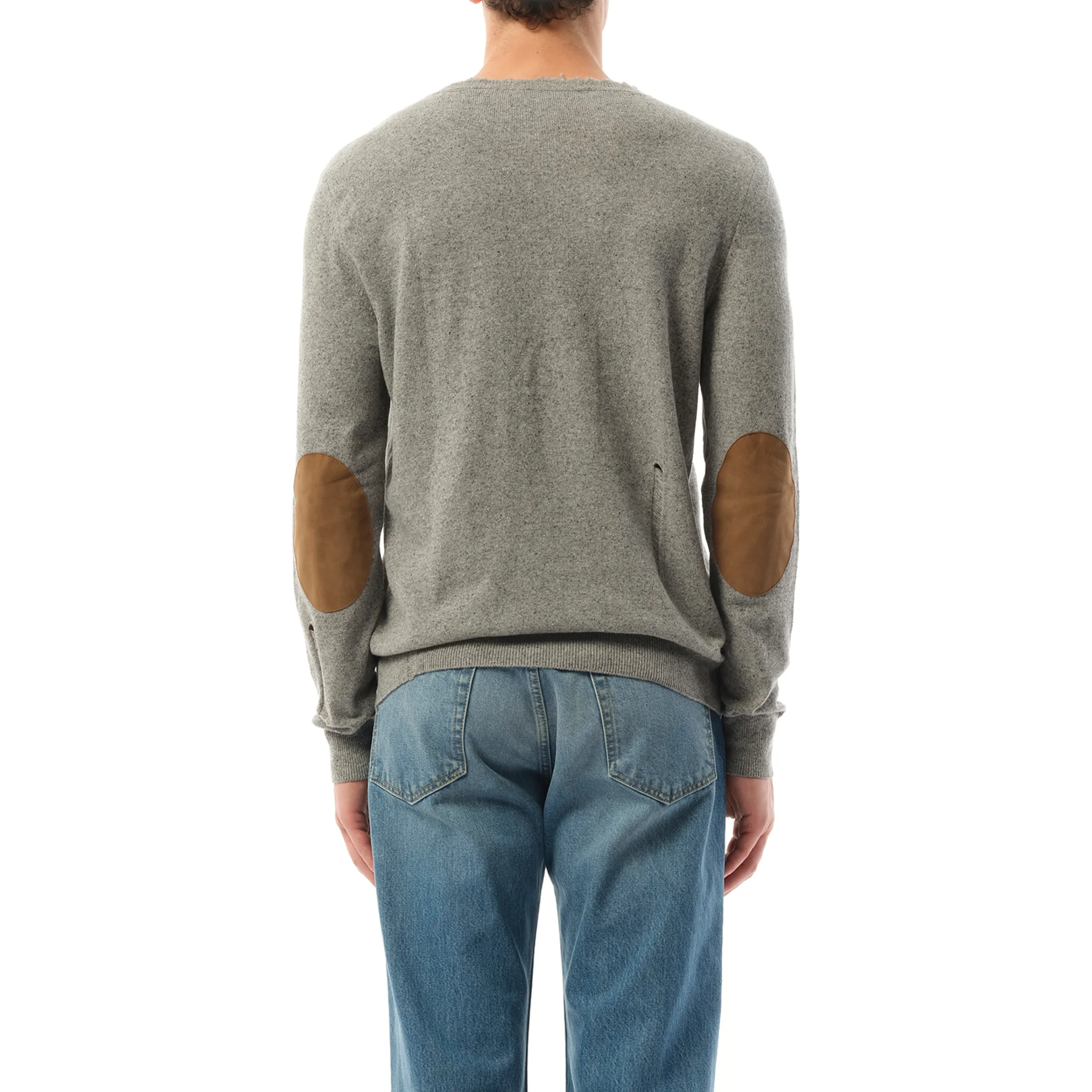 Open Stitch V Neck in Grey