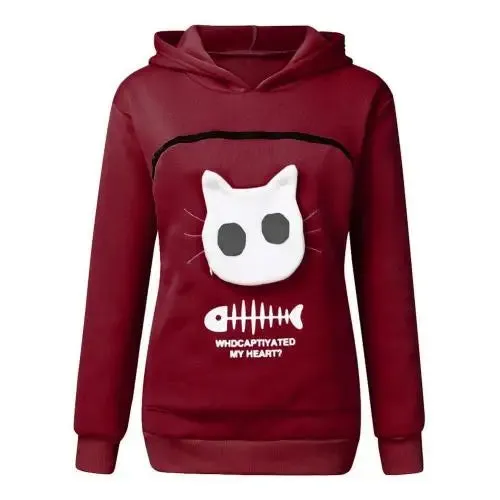 Pet Carrier Thicken Shirts Cats Lovers Hoodie Kangaroo Dog Pet Paw Pullovers Cuddle Pouch Sweatshirt Pocket Animal Ear Hooded