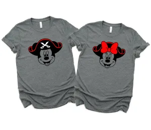 Pirate Minnie and Mickey Shirts - Disney Couples Shirt - Matching Disney Cruise Shirts - Pirate Hat