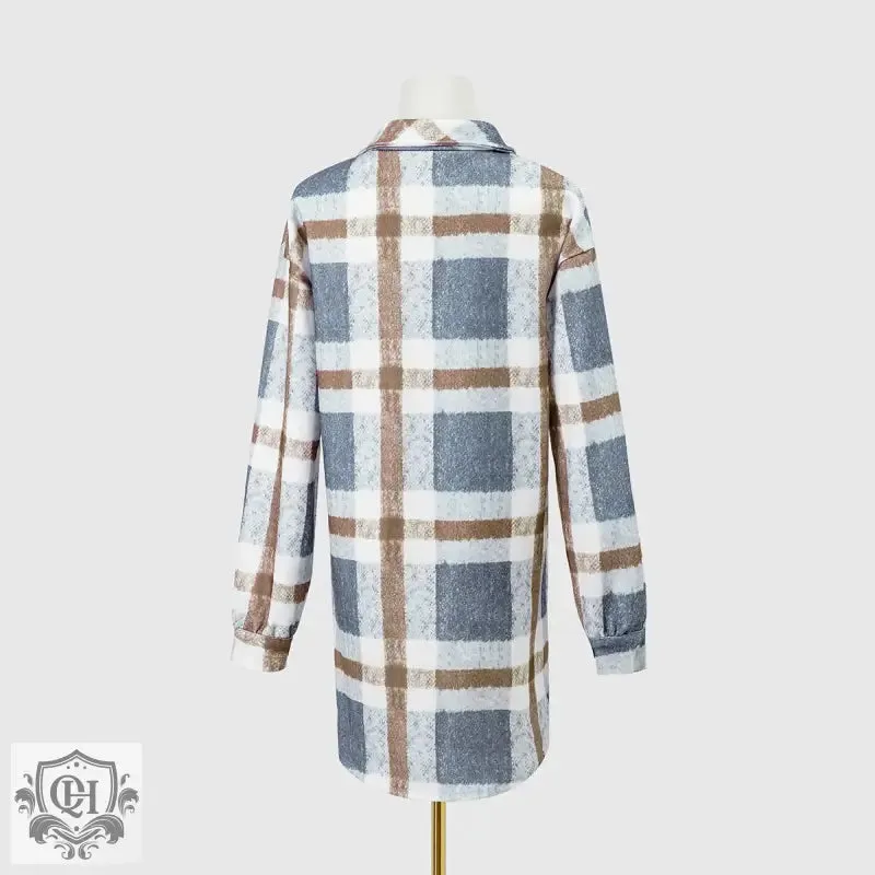 Plaid Collared Long Coat