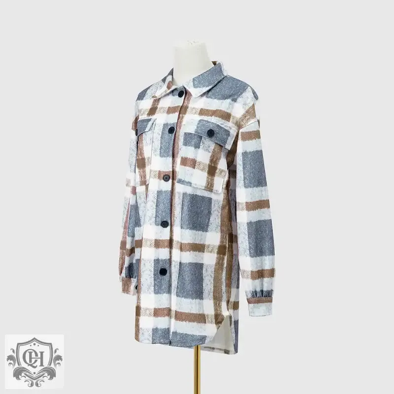 Plaid Collared Long Coat