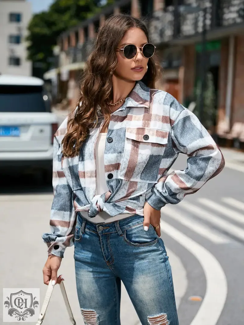 Plaid Collared Long Coat