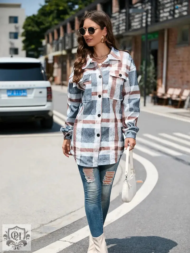 Plaid Collared Long Coat