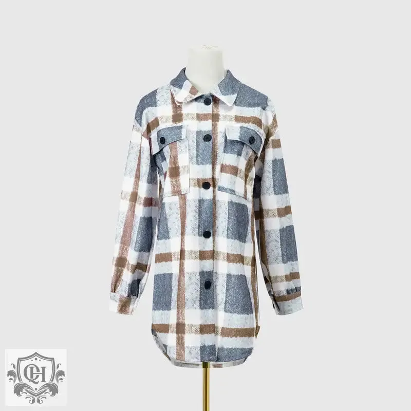 Plaid Collared Long Coat
