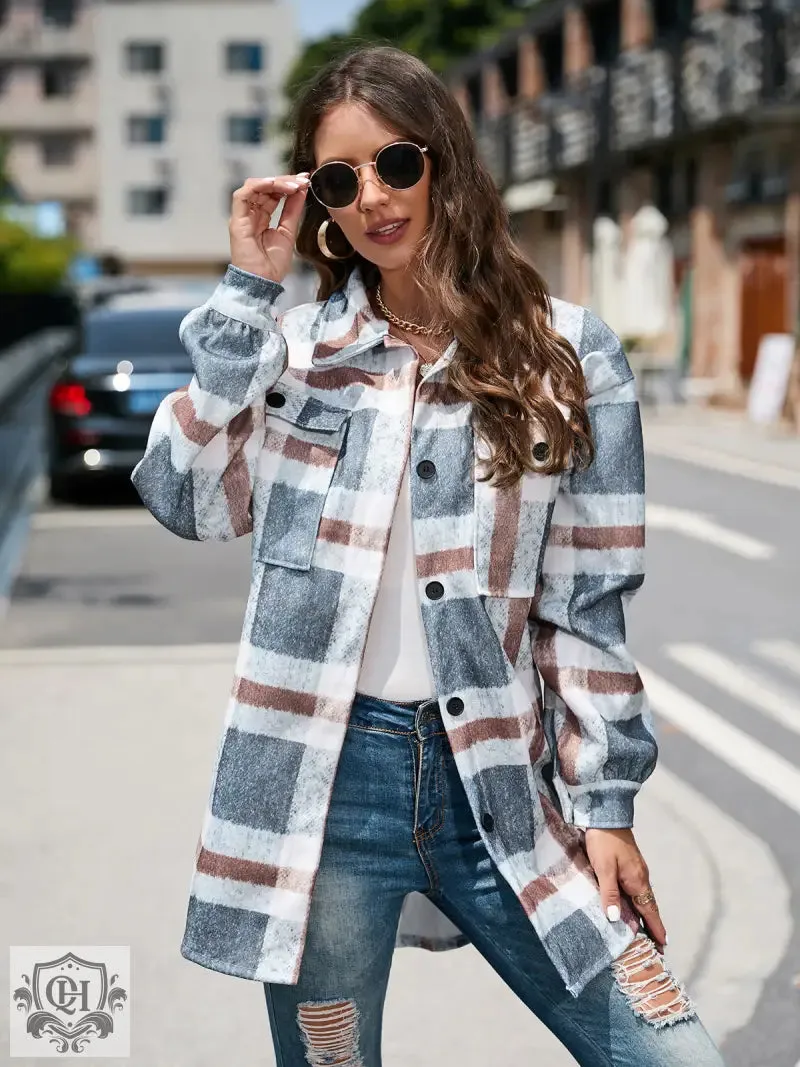 Plaid Collared Long Coat