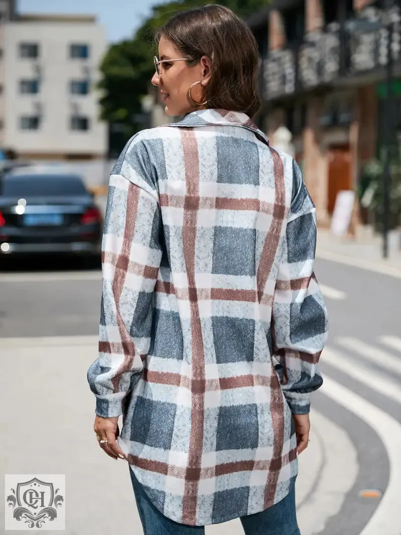Plaid Collared Long Coat