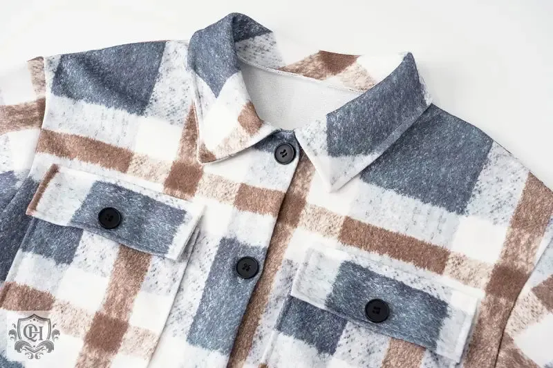 Plaid Collared Long Coat