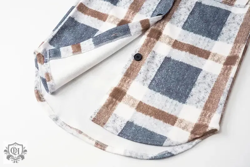 Plaid Collared Long Coat
