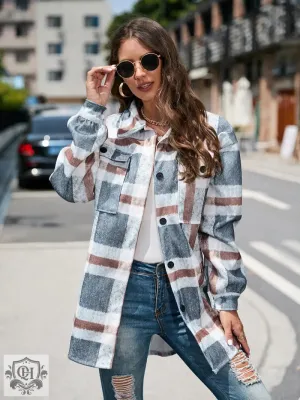 Plaid Collared Long Coat