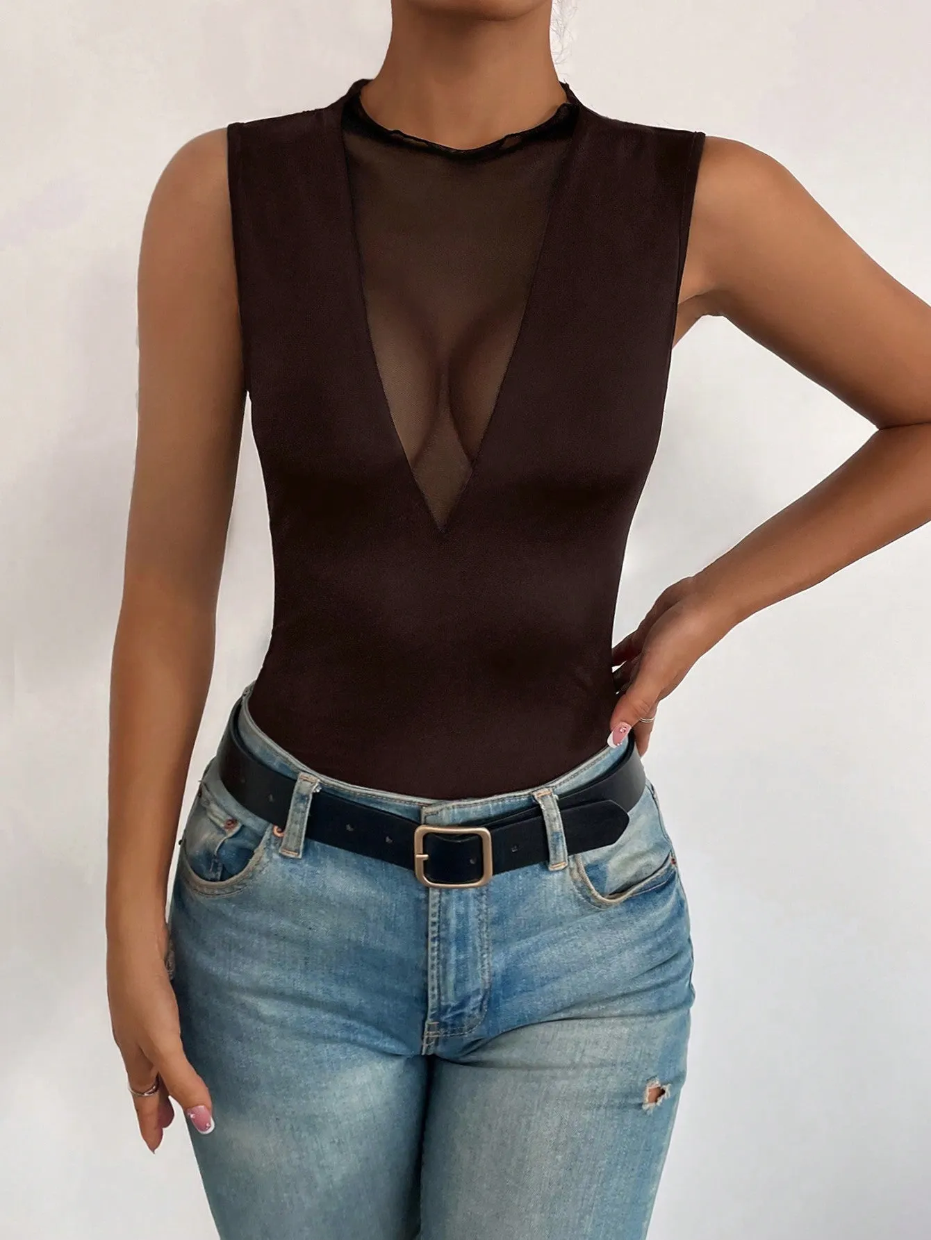 Privé Contrast Mesh Tank Top