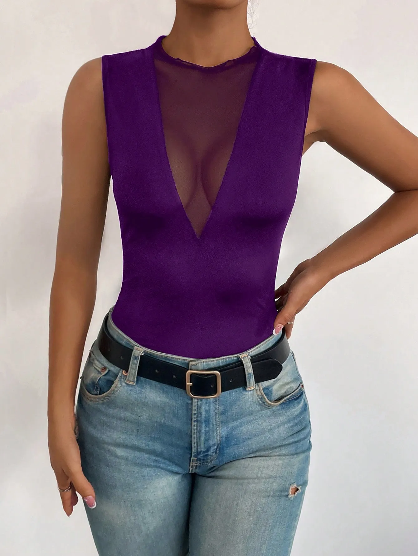 Privé Contrast Mesh Tank Top