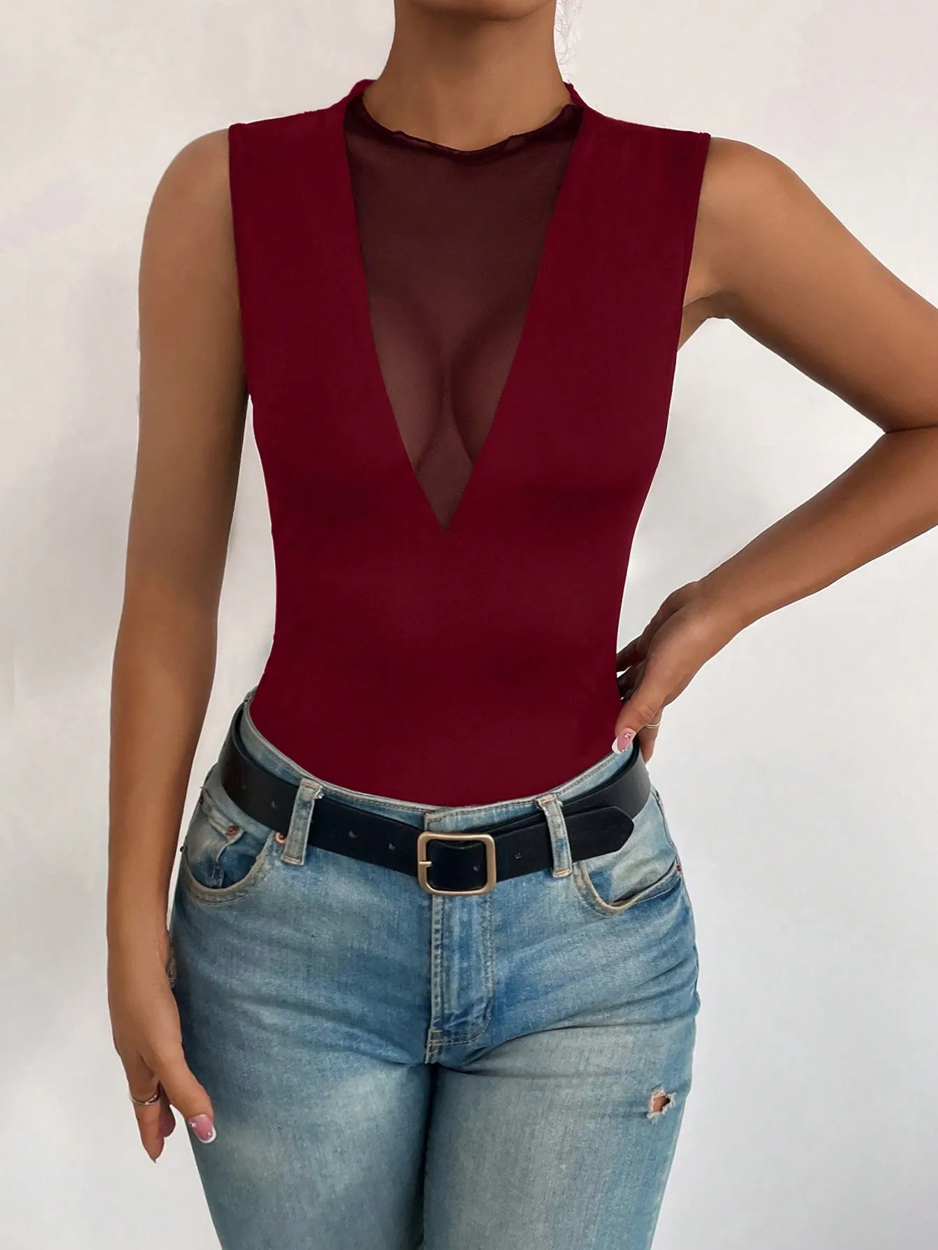 Privé Contrast Mesh Tank Top