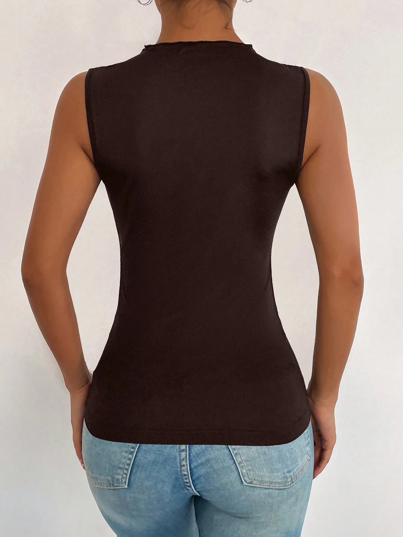 Privé Contrast Mesh Tank Top