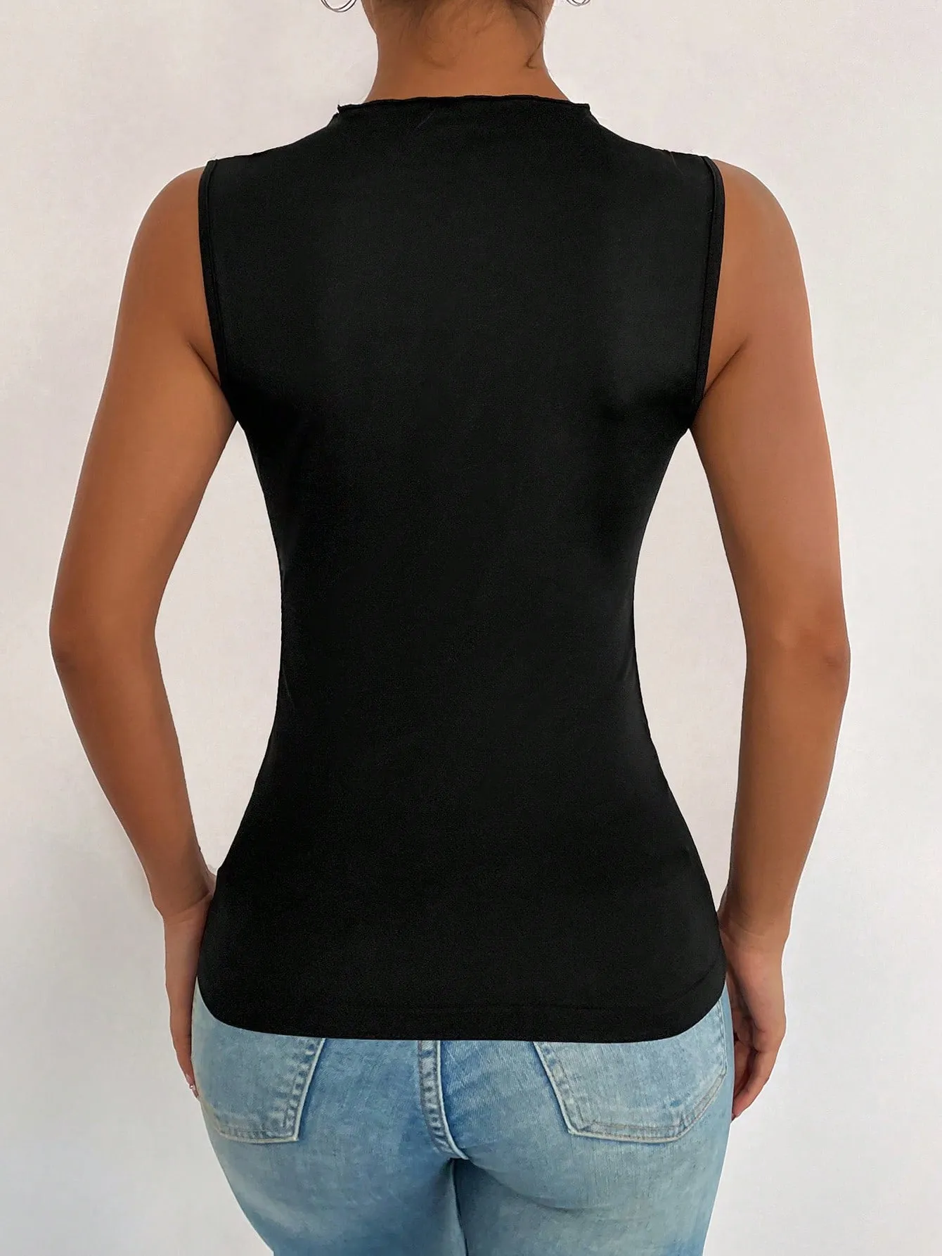 Privé Contrast Mesh Tank Top