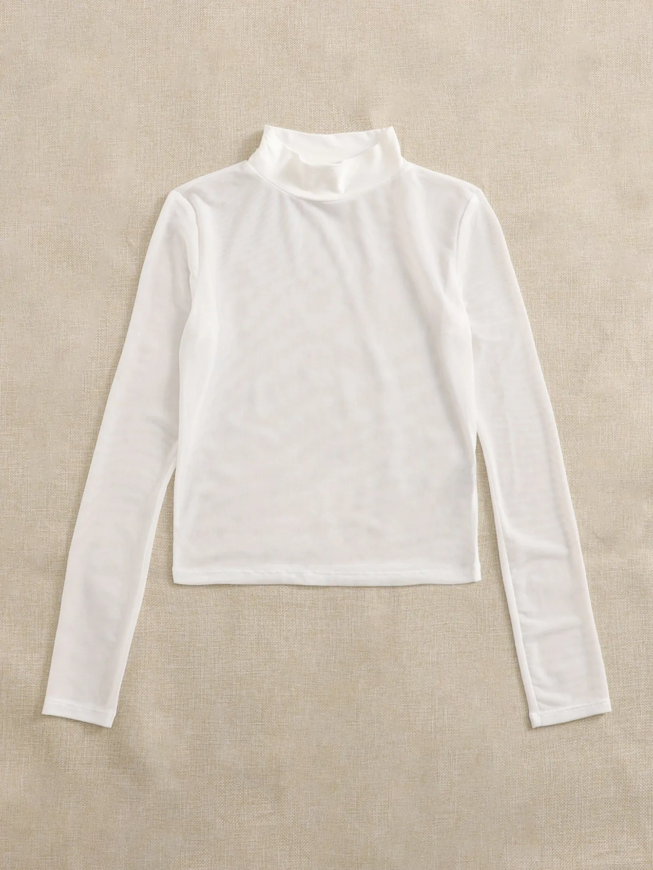 Privé Mock Neck Mesh Top Without Bra
