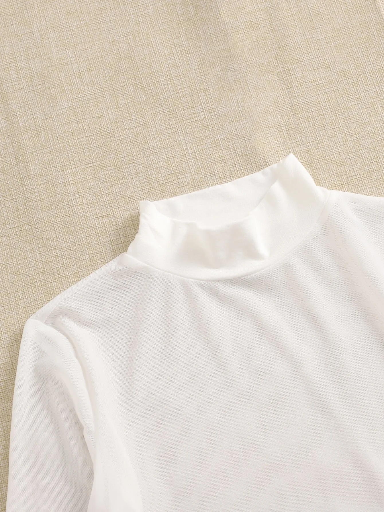 Privé Mock Neck Mesh Top Without Bra
