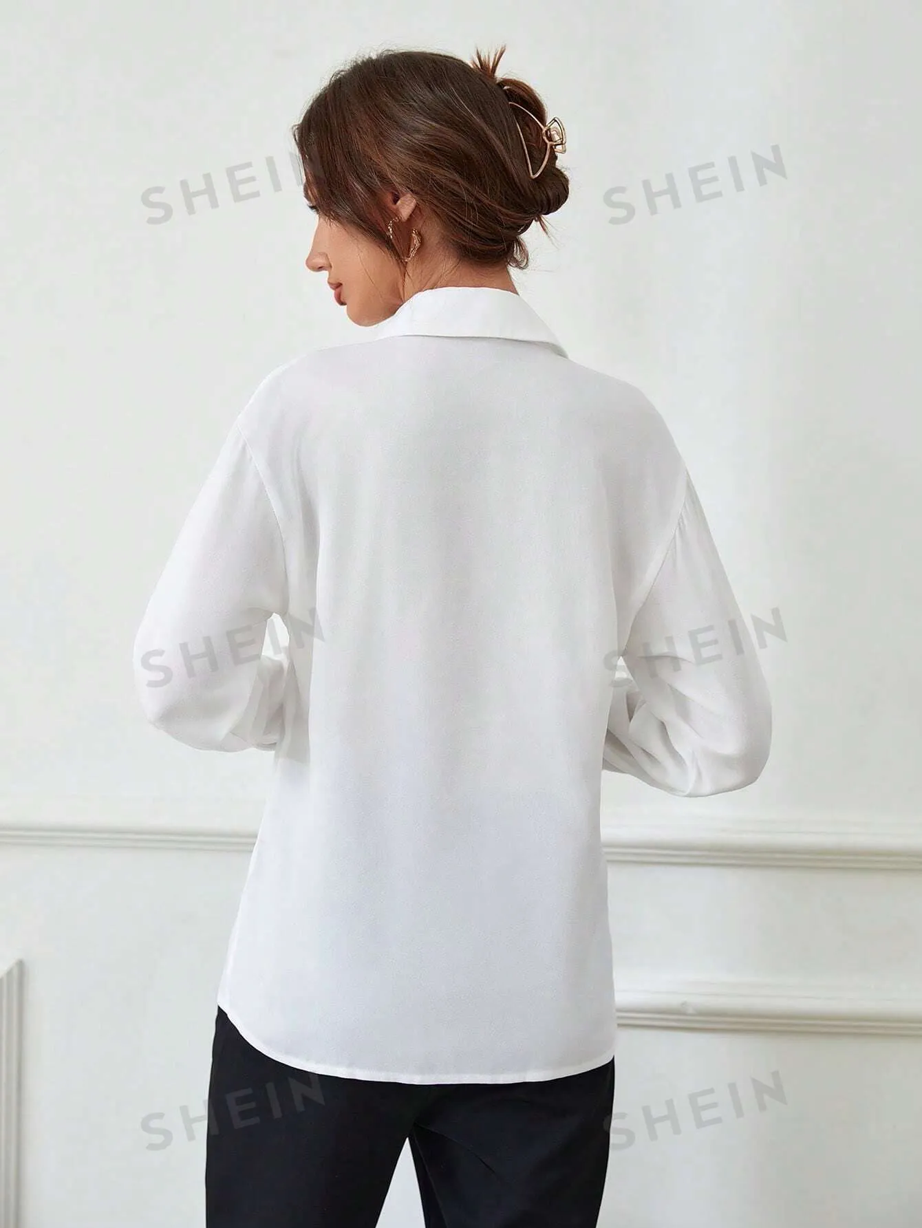 Privé Solid Button Front Shirt