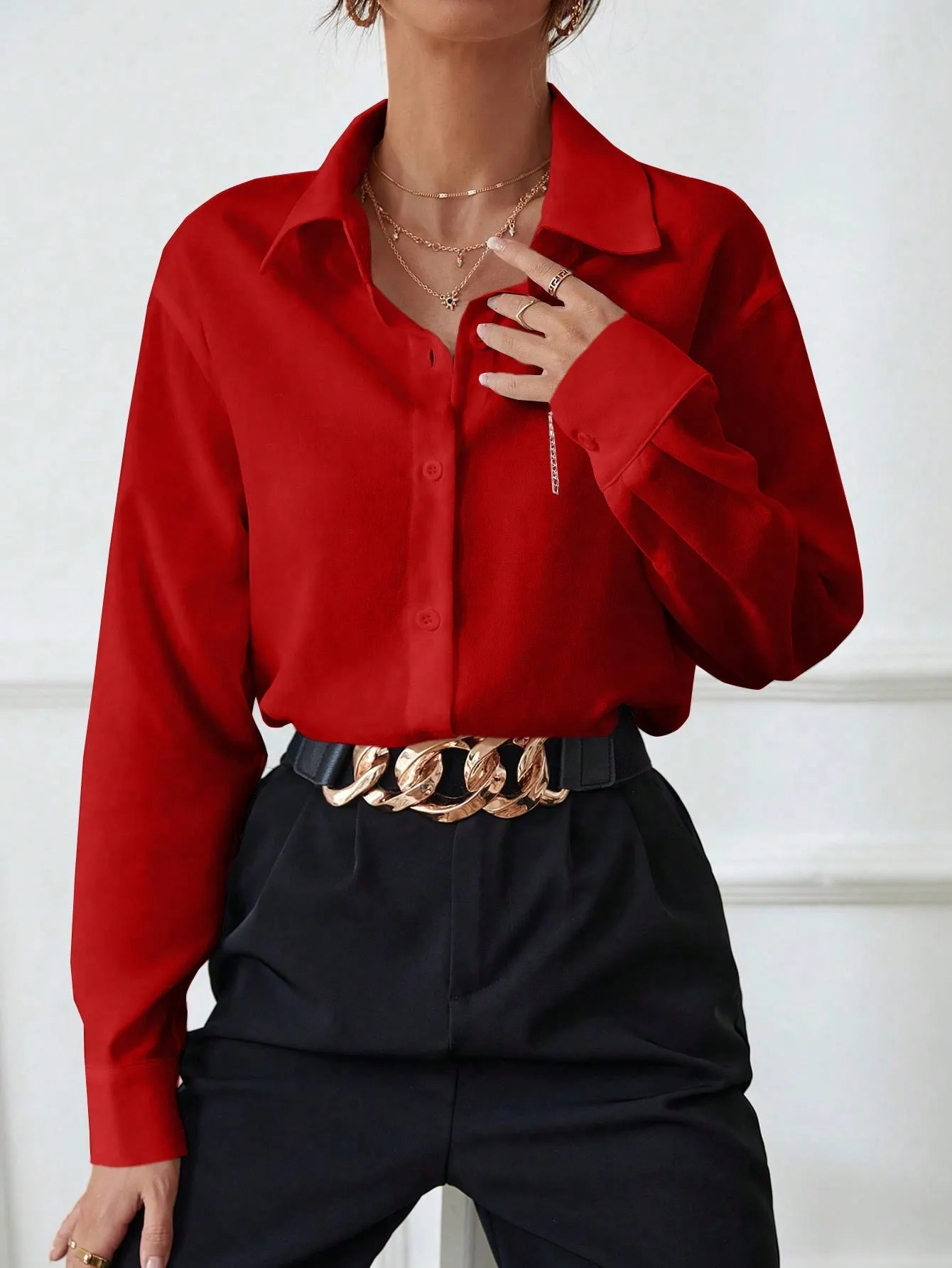 Privé Solid Button Front Shirt