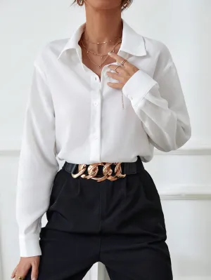 Privé Solid Button Front Shirt
