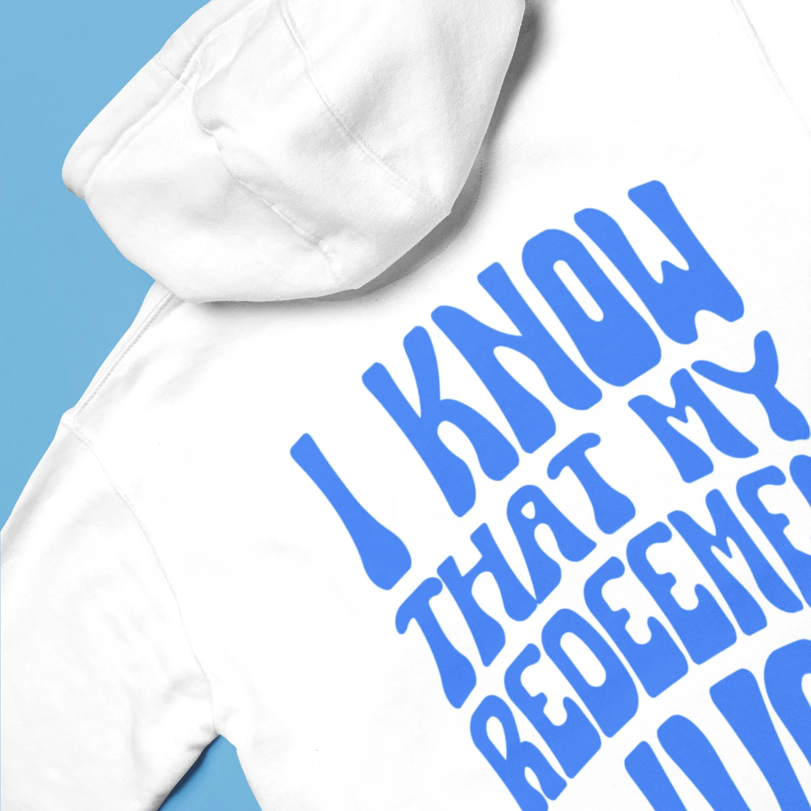 "Redeemed" Hoodie - White/Blue