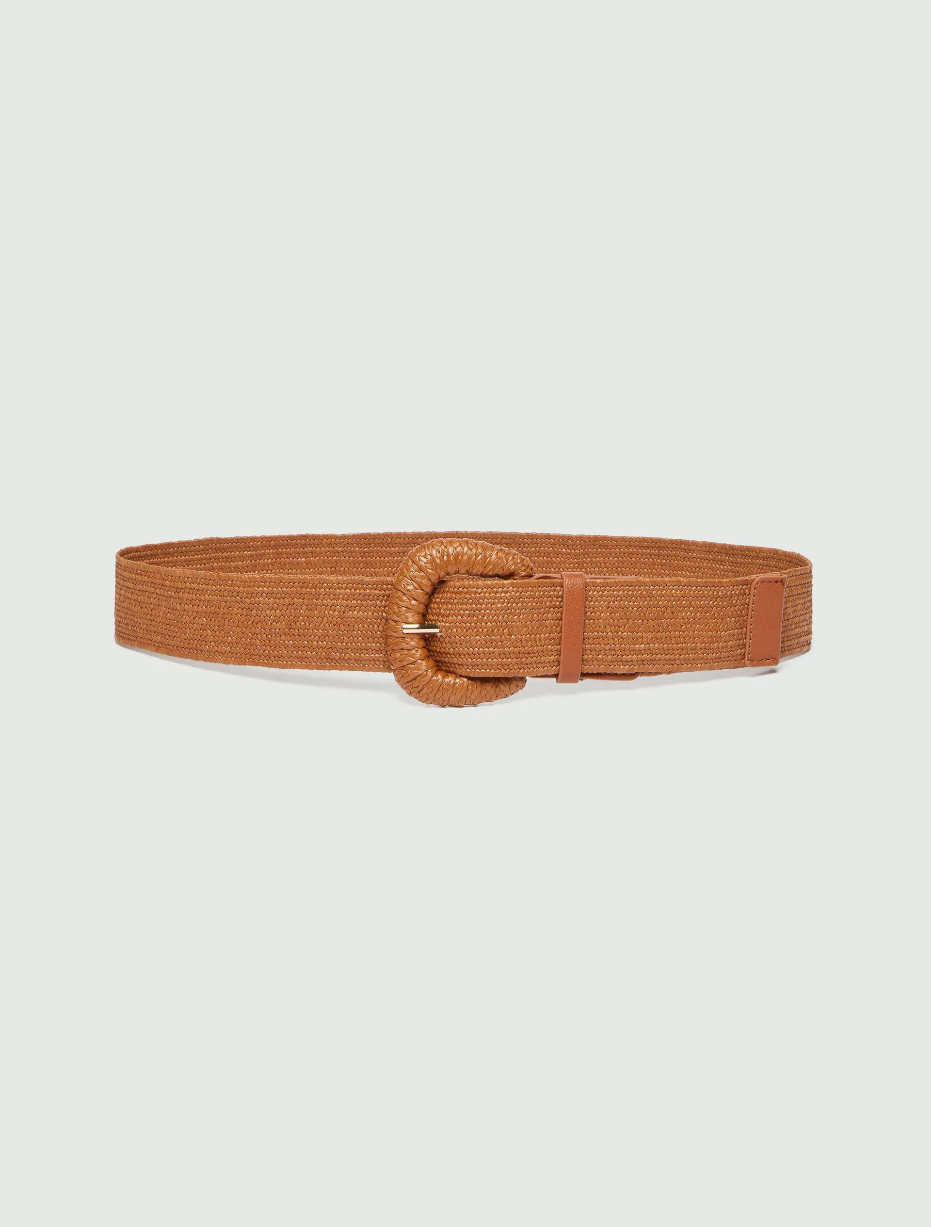 Raffia high-waist Belt - Tobacco