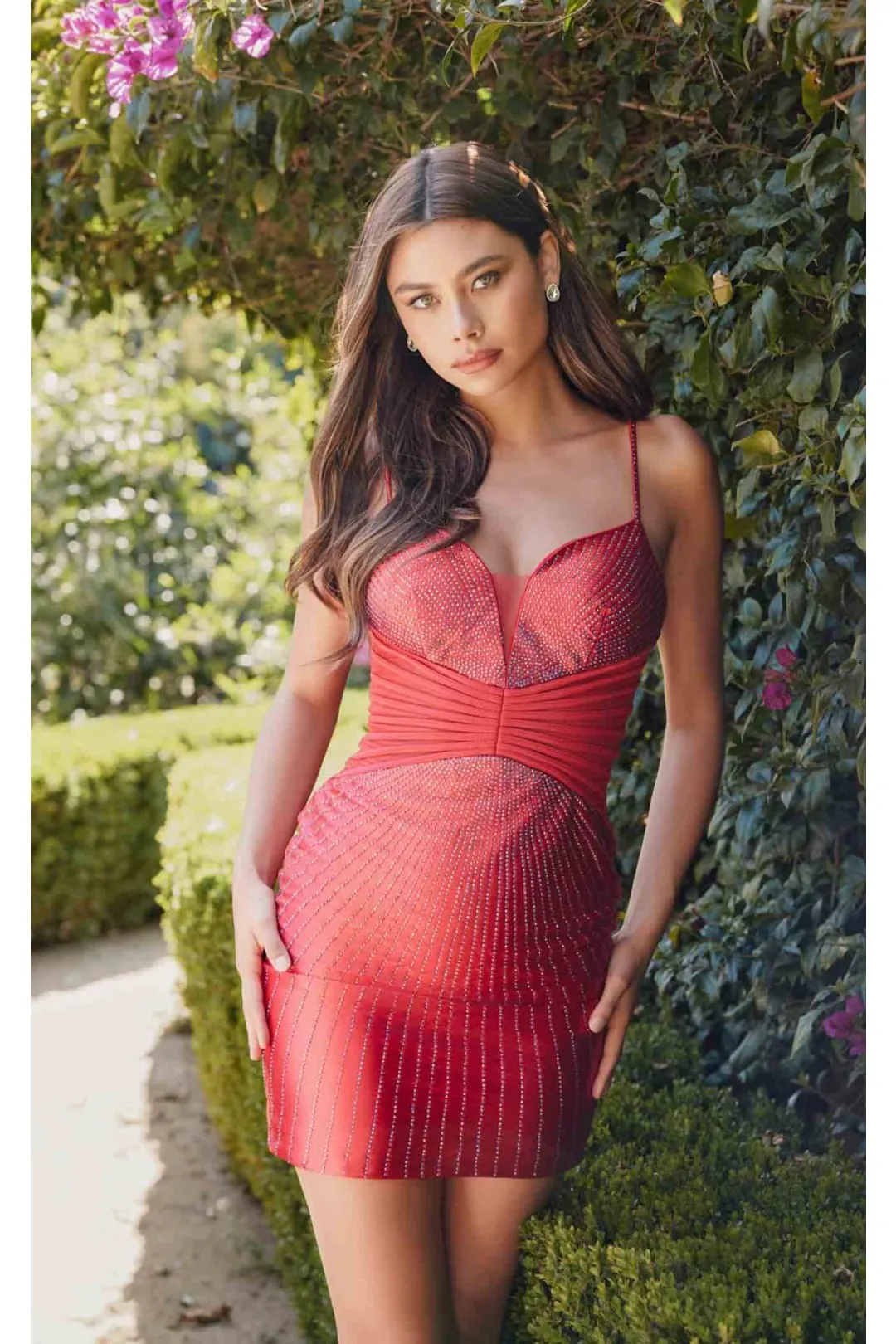 Red Bridesmaid Dresses-Inexpensive Heat Stone Short by Juliet JT911A