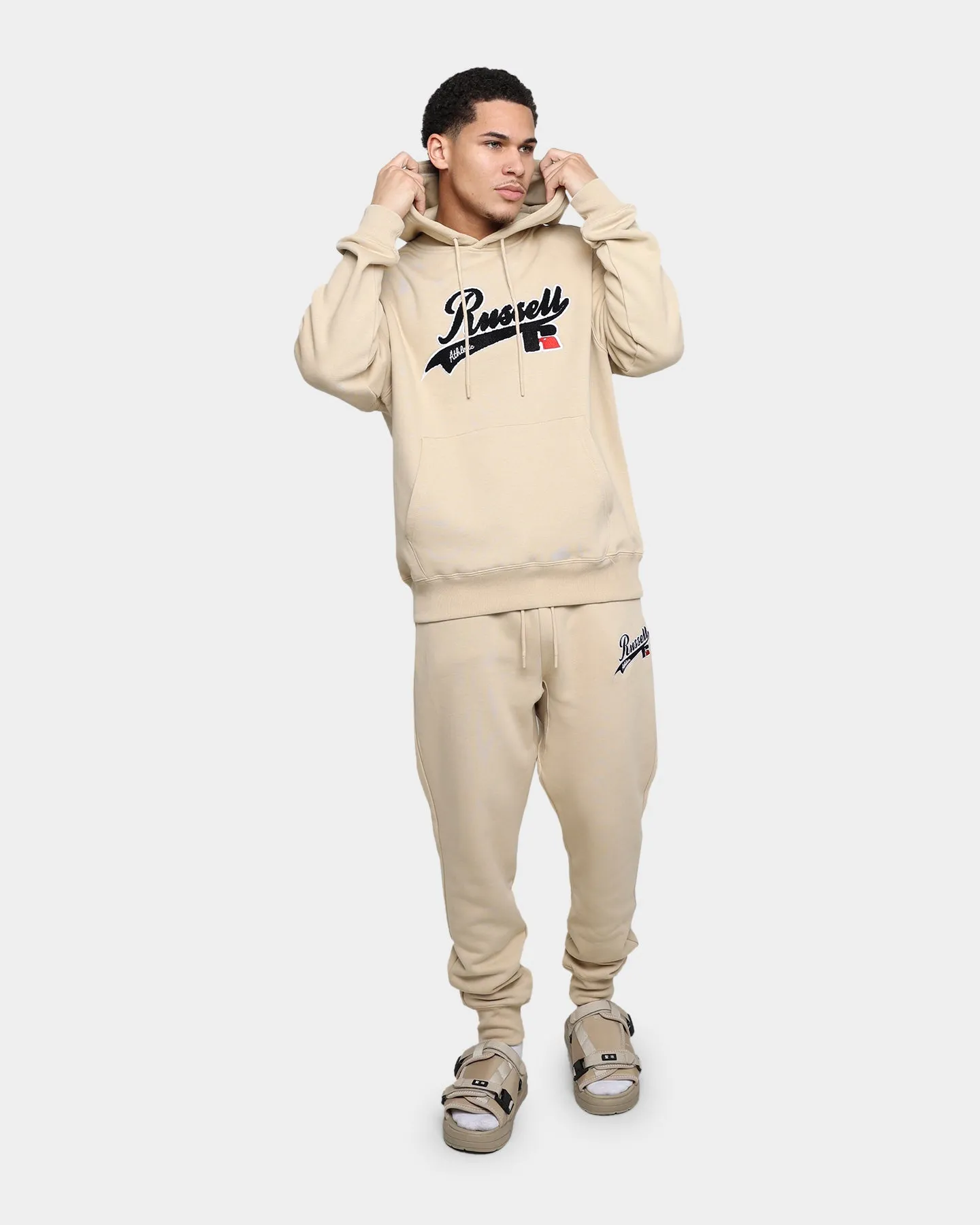 Russell Athletic Boucle Fleece Hoodie Stone