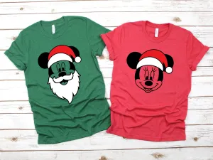 Santa Mickey and Santa Minnie Christmas T Shirts - Christmas Disney Couples Shirt - Disney Matching Shirts - Mickey & Minnie Christmas Shirt