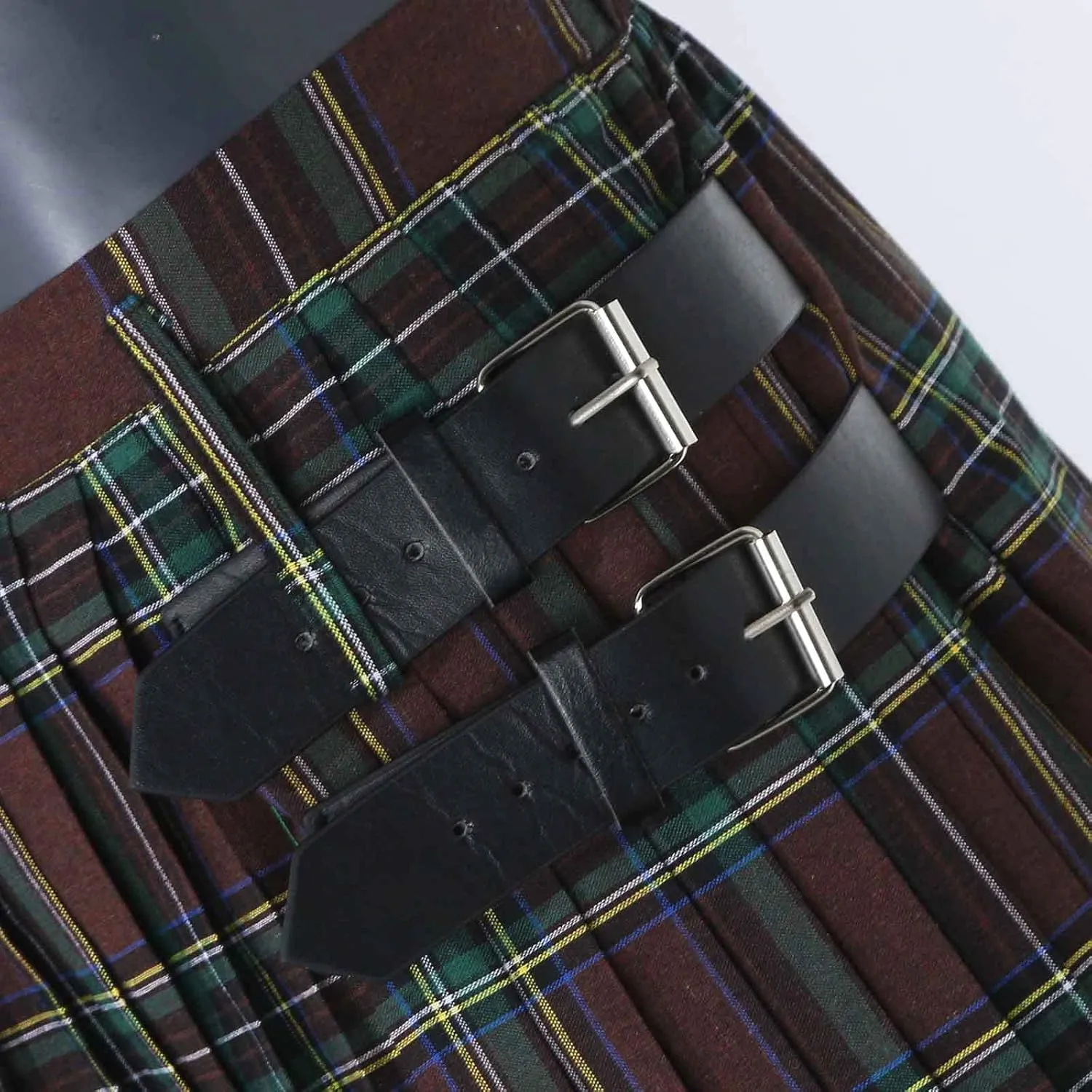 Scottish Tartan Kilt for Men Contrast Color Pocket Pleated Skirt Utility Hybrid Pleated Skirts Irish Kilts for Men