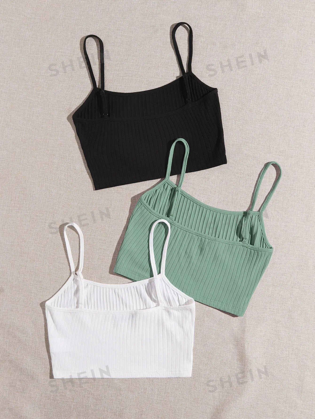 SHEIN EZwear Summer3 Pack Rib-Knit Crop Cami Top
