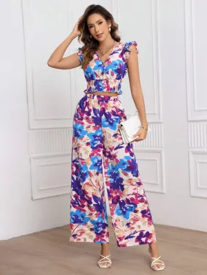 SHEIN Frenchy Women's Flowers Printed Casual 2pcs/Set