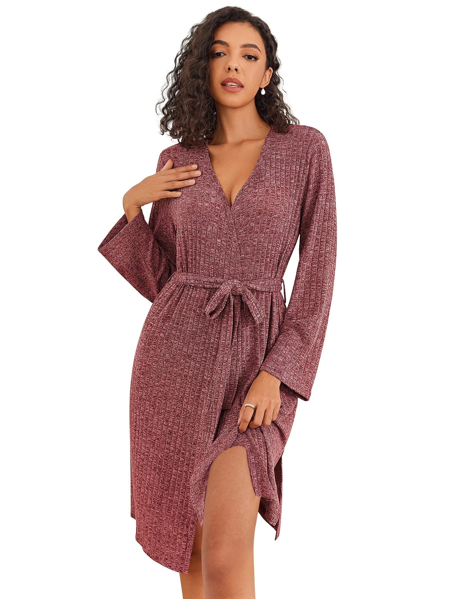 Soft Ribbed Knit Kimono Robe (US Only)