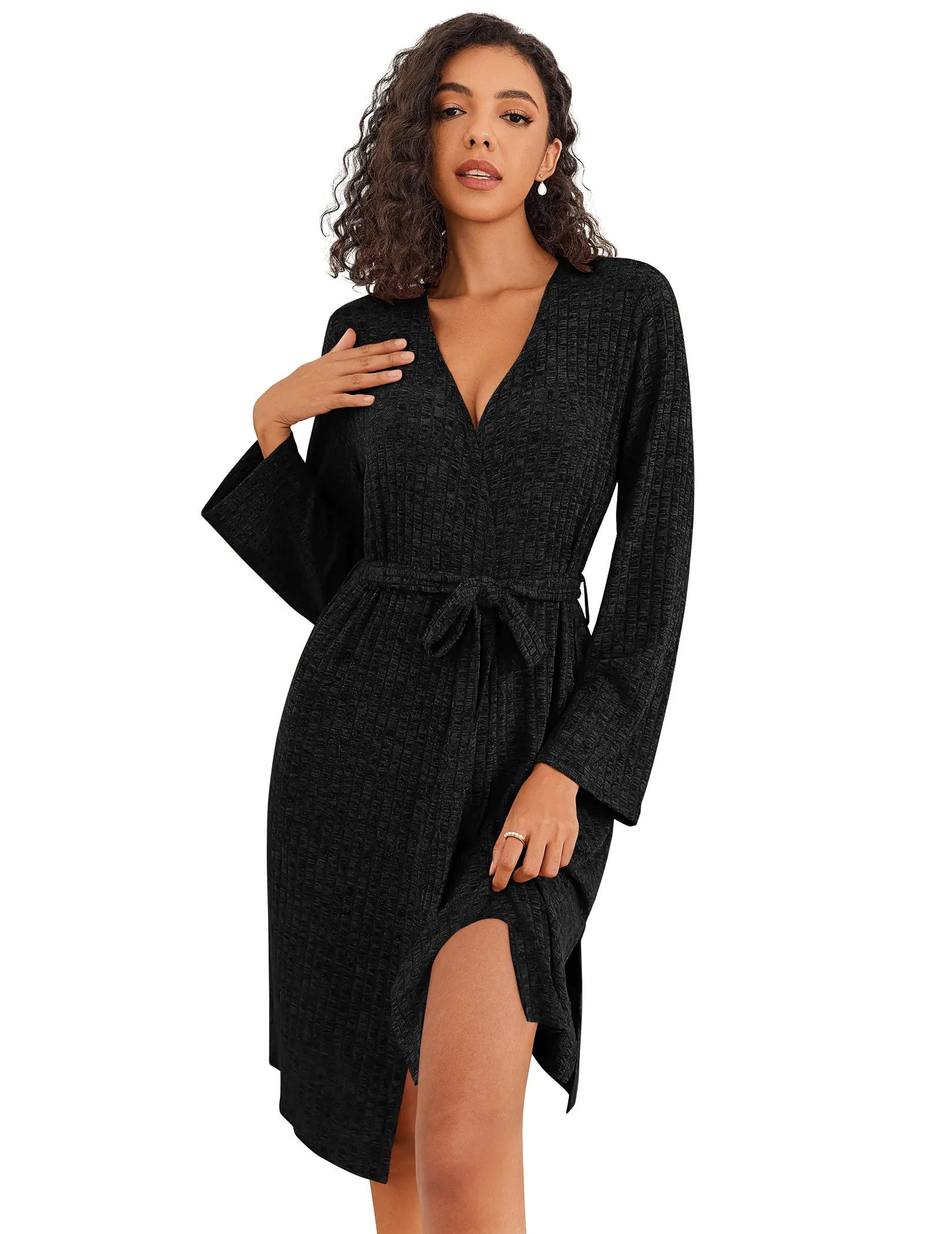 Soft Ribbed Knit Kimono Robe (US Only)