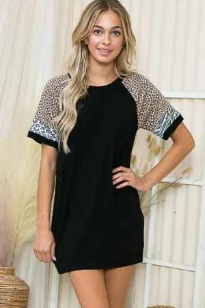 Solid Mini Dress With Animal