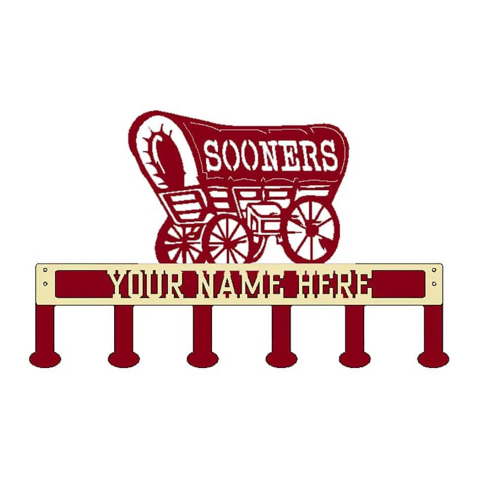 Sooner Schooner Coat/Hat Rack with Personalized Text (B46)