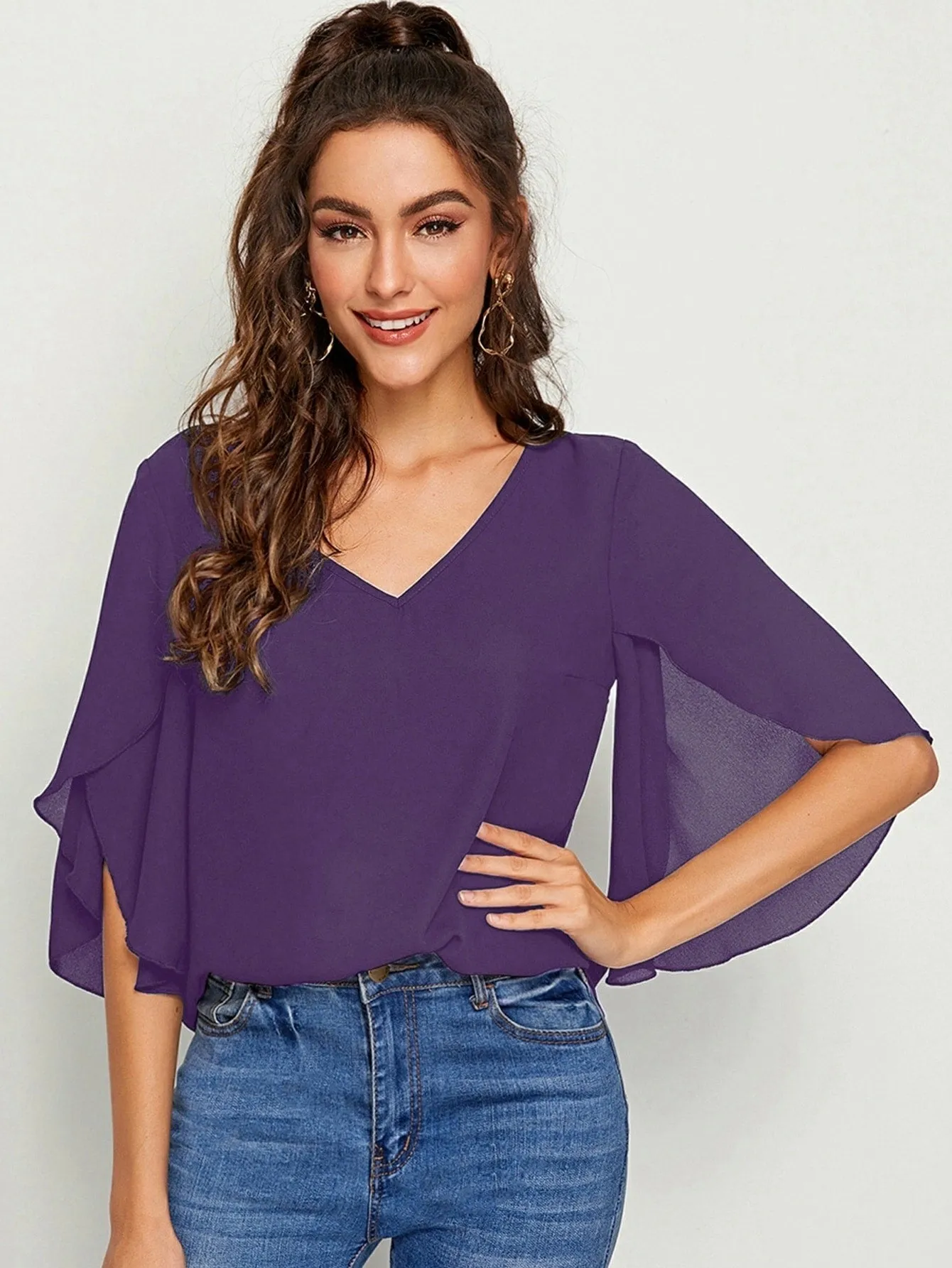 Split Sleeve Solid Top