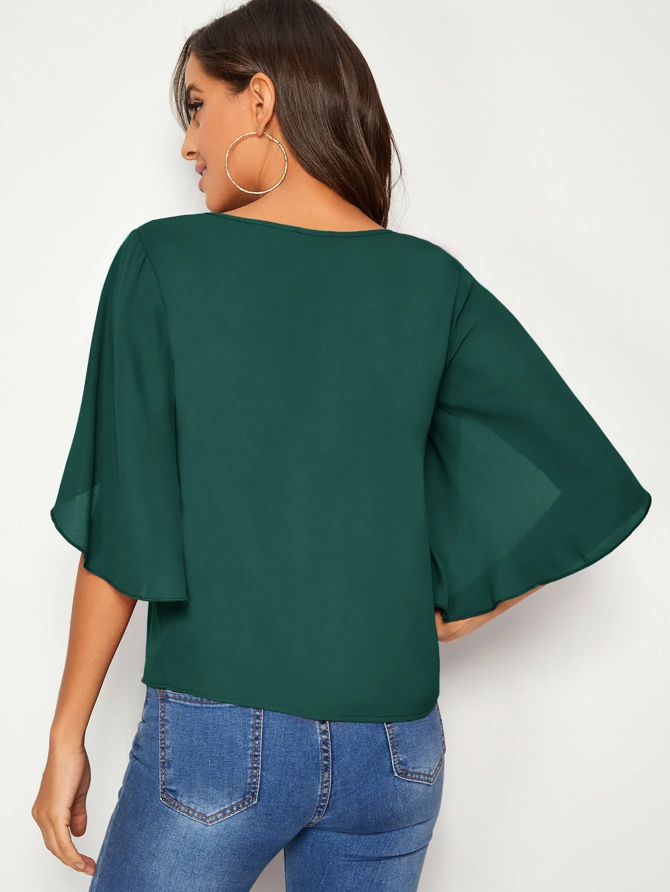Split Sleeve Solid Top