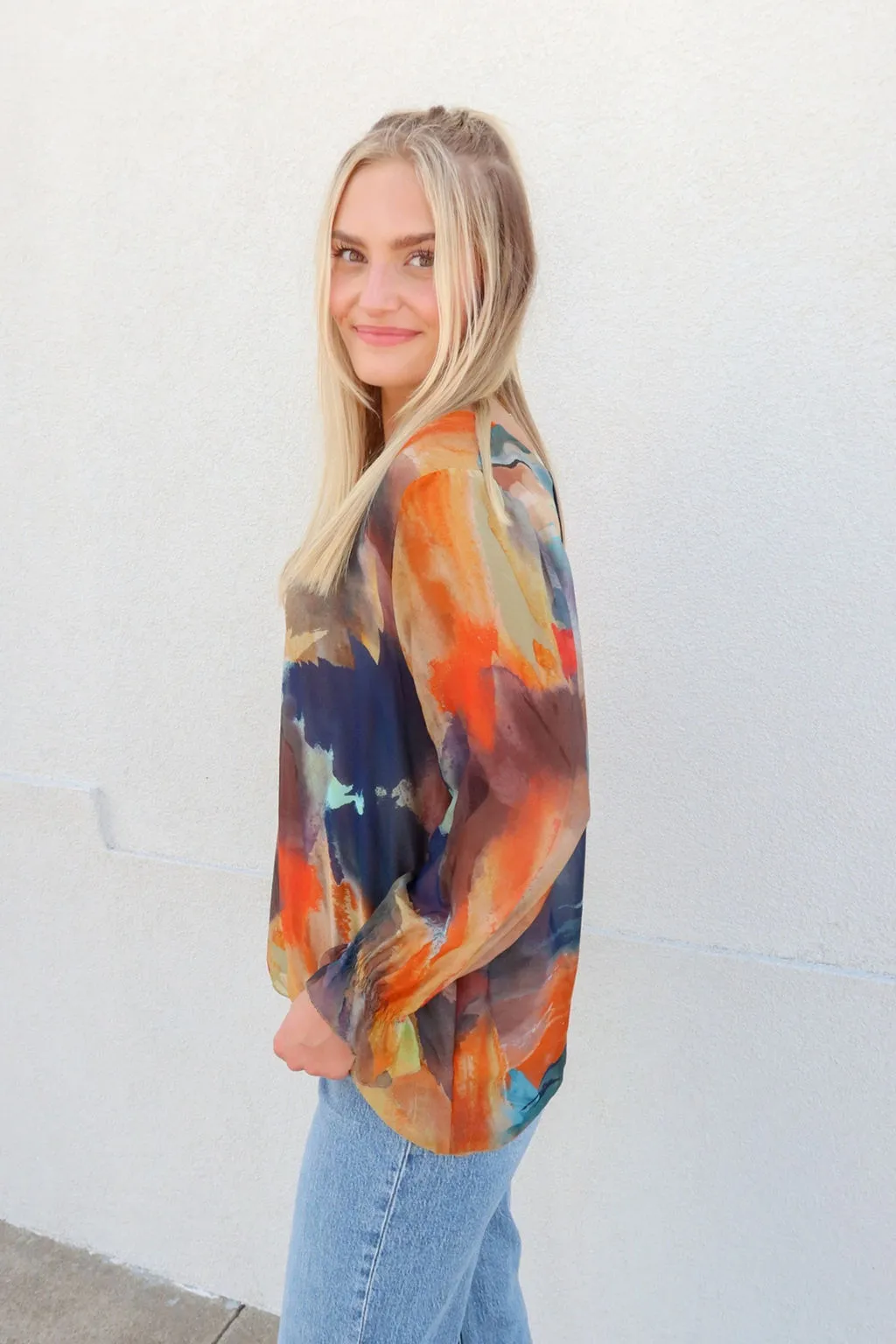Story Of Style Taupe Printed Top