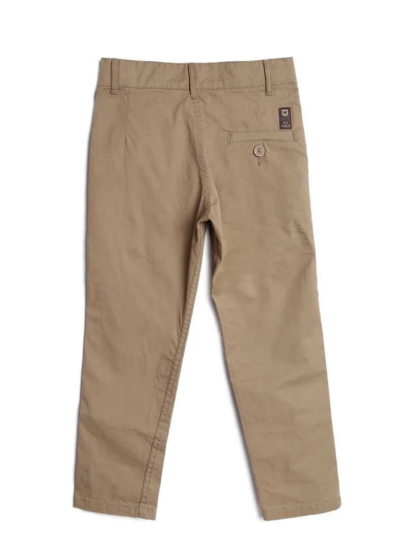 Stylish Cotton Khaki Solid Formal Trouser For Boys