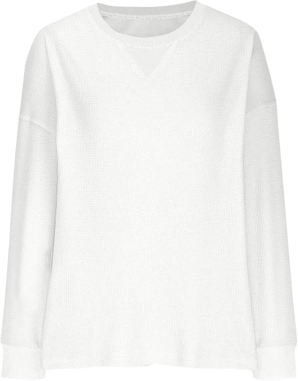 Sweatshirt for Women Loose Waffle Crew Neck Long Sleeve Pullover Tops Soft Oversized Workout Shirts Fall Clothes
