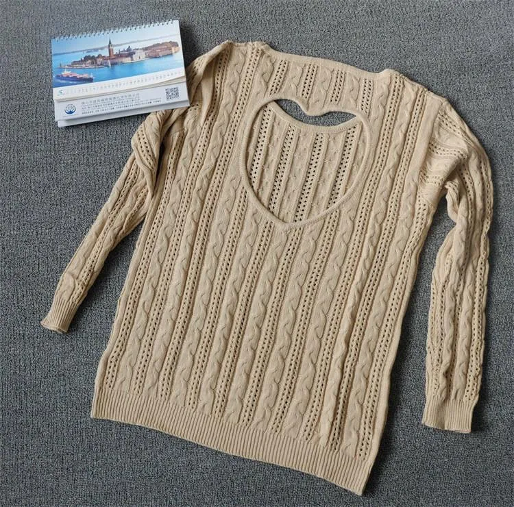 Sweet Heart Hollow Out Knitting Sweater